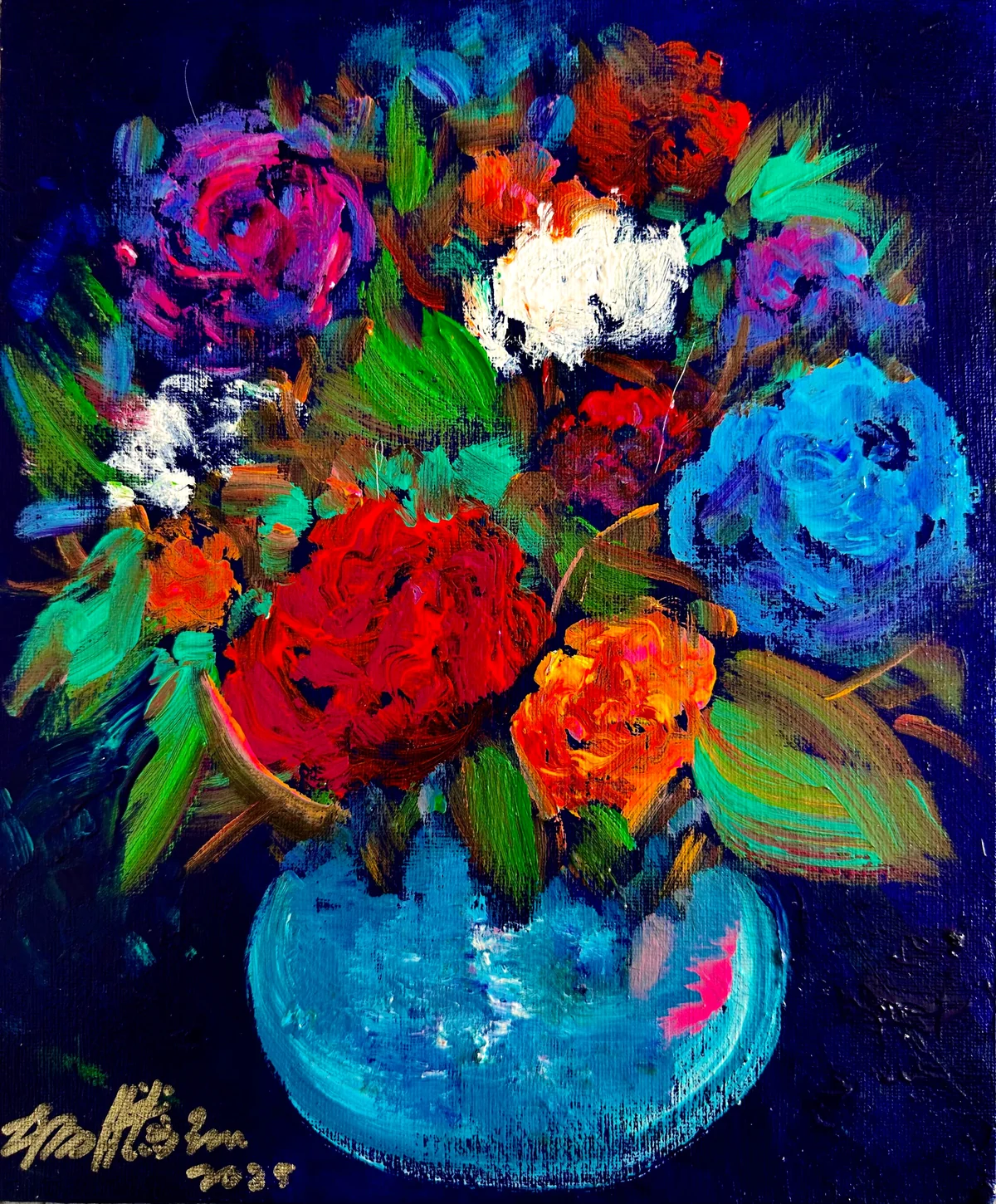 花季系列 - 木板油画 30×25cm
