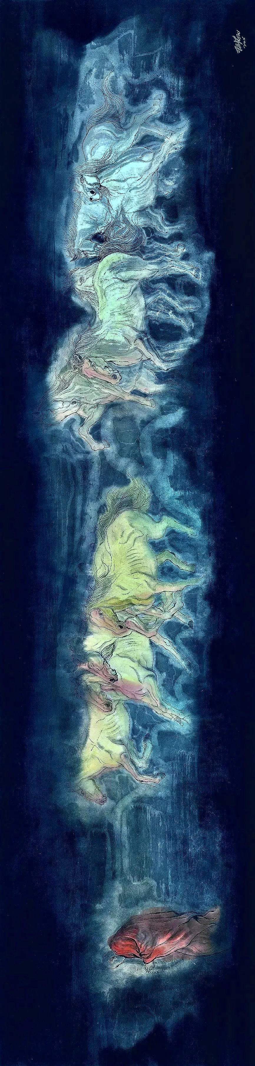 白驹 - 纸本彩墨